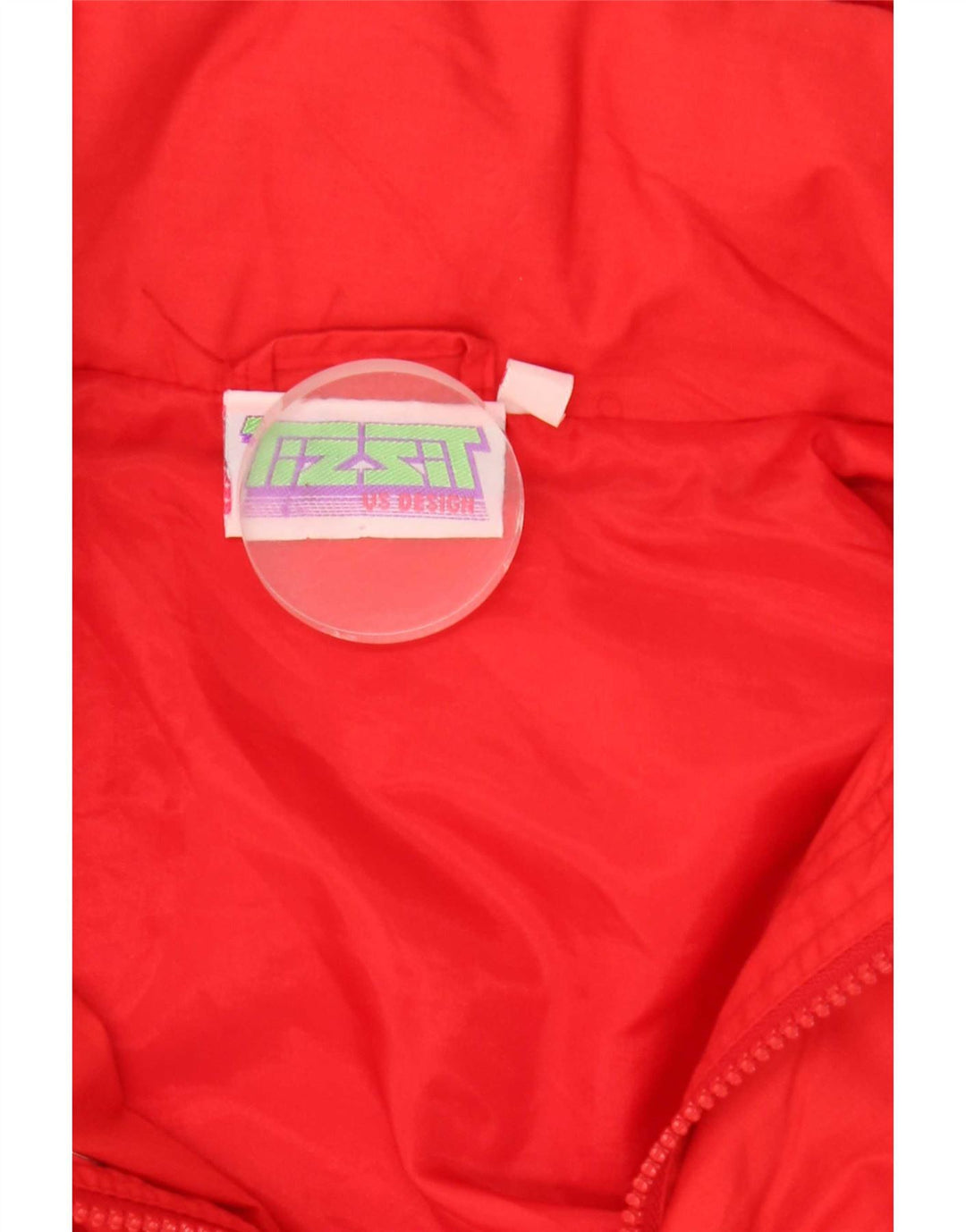 Giubbotto bomber con cappuccio vintage da uomo UK 40 grande poliestere rosso