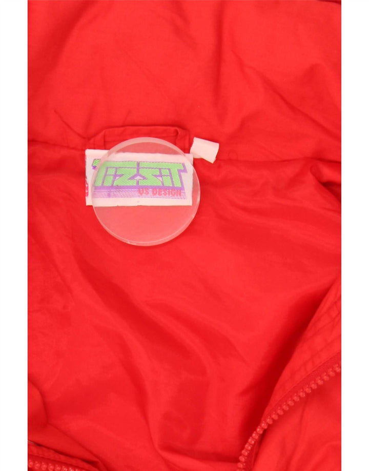 Giubbotto bomber con cappuccio vintage da uomo UK 40 grande poliestere rosso