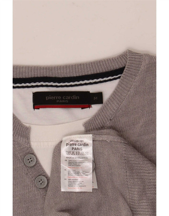 Maglione maglione girocollo da uomo Pierre Cardin grigio medio