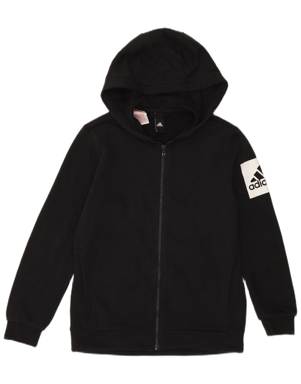 Adidas Womens Graphic Zip Hoodie Sweater UK 10 Small Black