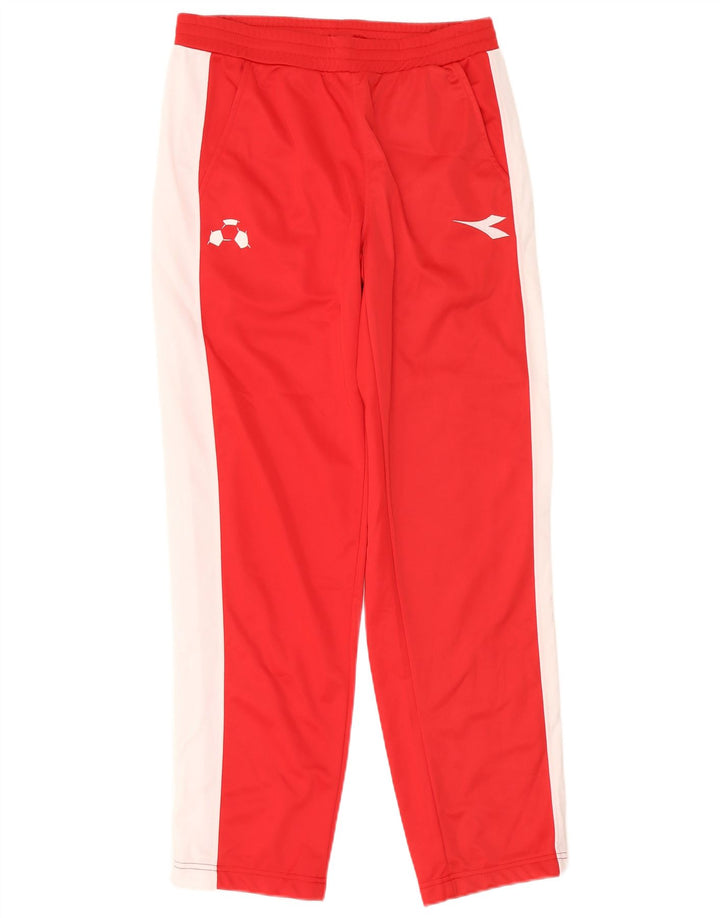 Pantaloni da tuta da uomo Diadora in poliestere color block rosso medio