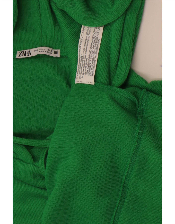 Maglia con cappuccio da donna Zara UK 16 grande verde poliestere