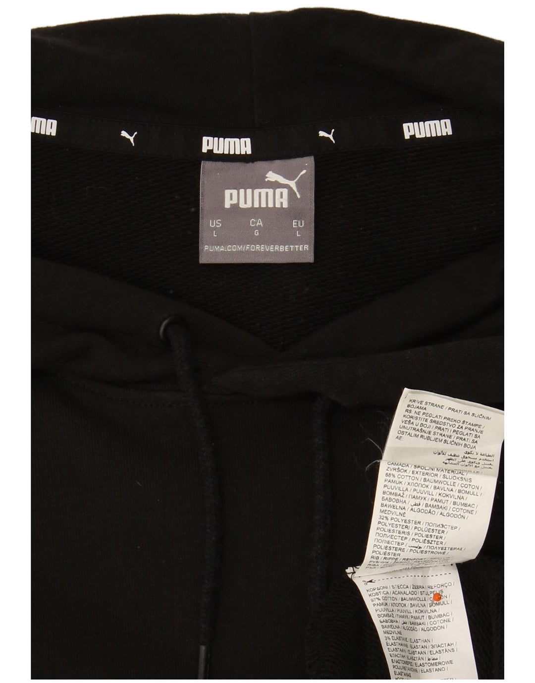 Felpa con cappuccio da uomo PUMA grande in cotone nero