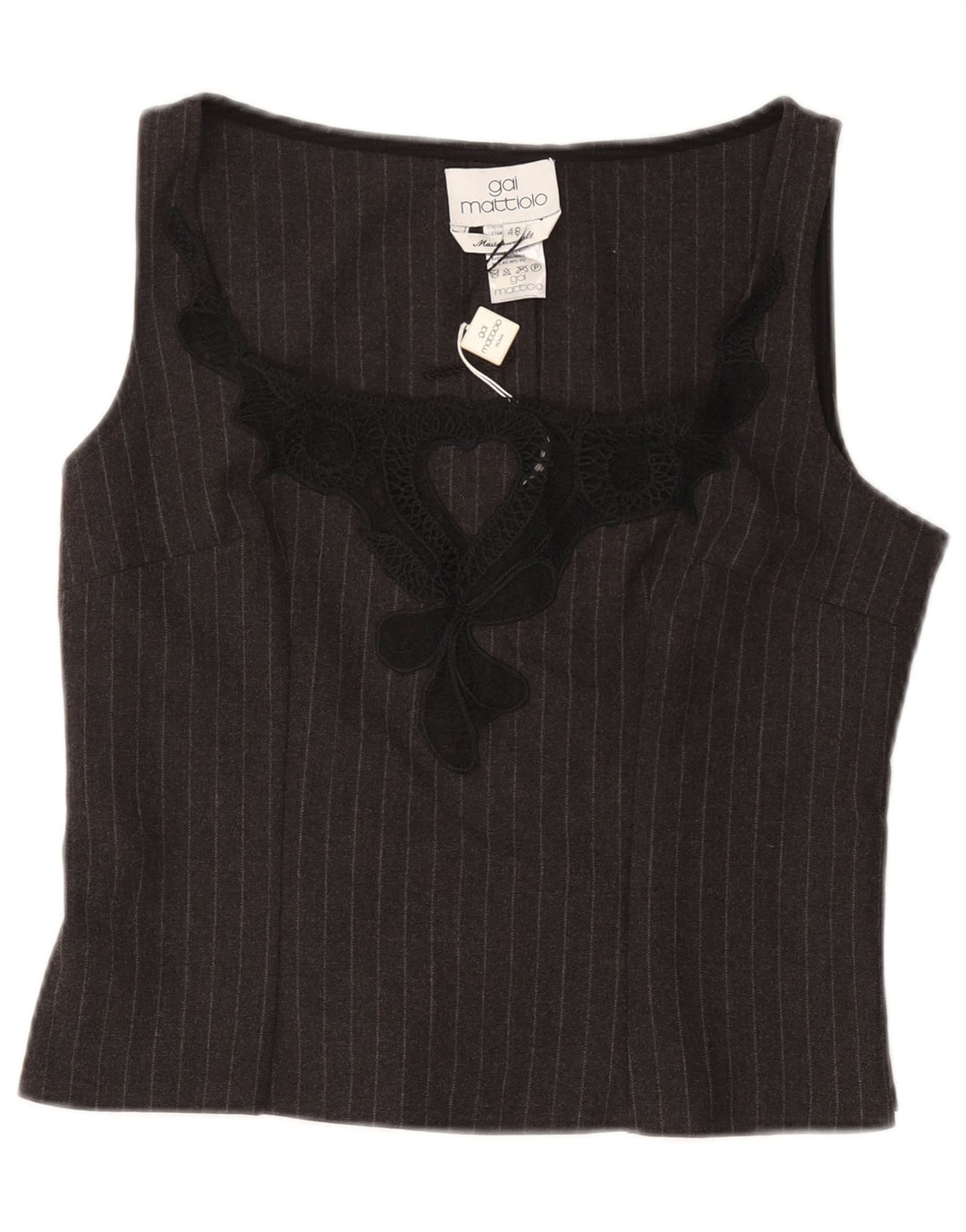 GAI MATTIOLO Top Camicetta Senza Maniche Donna IT 48 XL Gessato Grigio