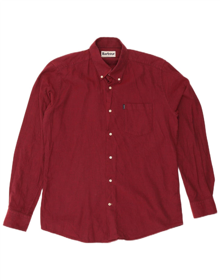 Camicia da uomo su misura Barbour misura grande in cotone bordeaux
