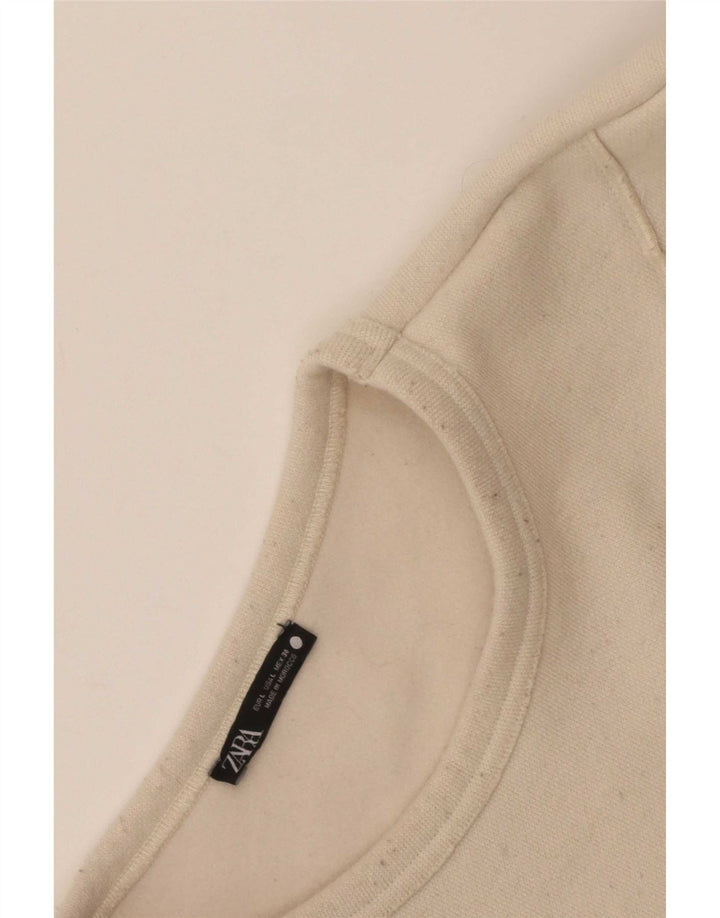 Felpa oversize da donna Zara UK 16 grande bianco sporco