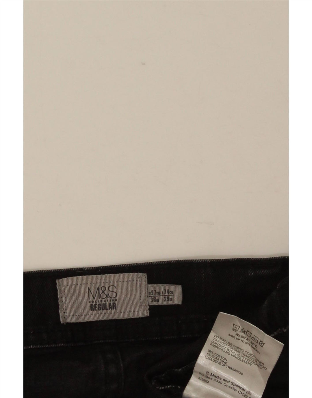 Jeans dritti regolari da uomo Marks & Spencer W38 L29 cotone nero