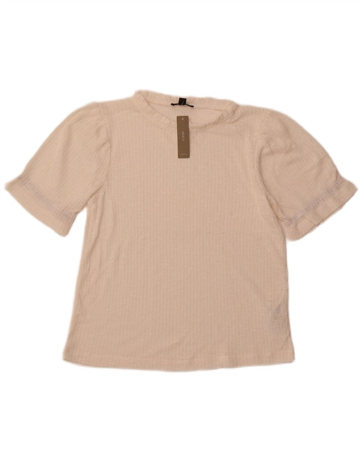 J. CREW Camicetta lavorata a maglia da donna Top UK 14 Poliestere bianco sporco medio