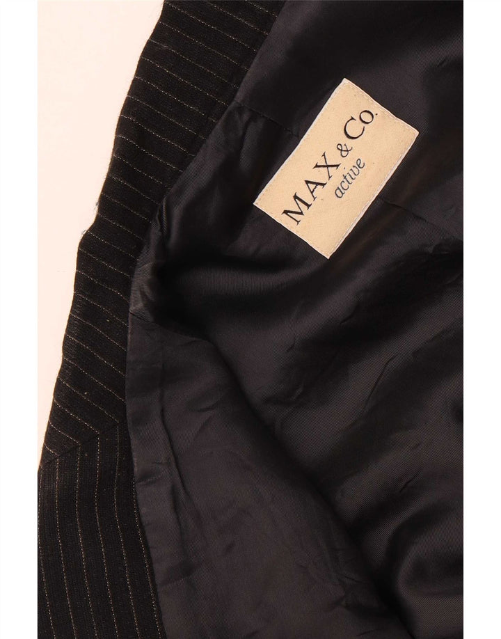 Max&Co. Giacca blazer da donna a 3 bottoni UK 12 gessato medio nero