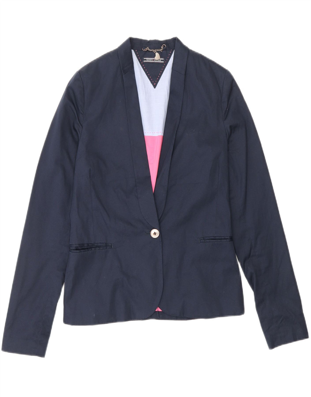 TOMMY HILFIGER Giacca Blazer a 1 Bottone per Bambina 9-10 Anni in Cotone Blu Navy