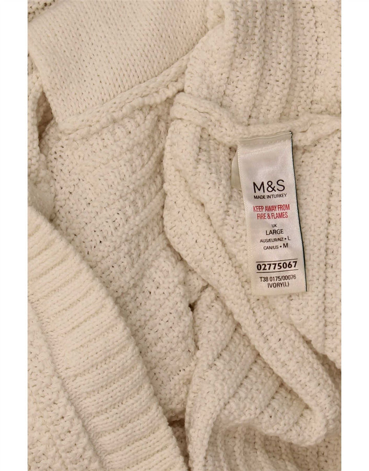 Maglione cardigan corto da donna Marks & Spencer UK 16 grande bianco sporco
