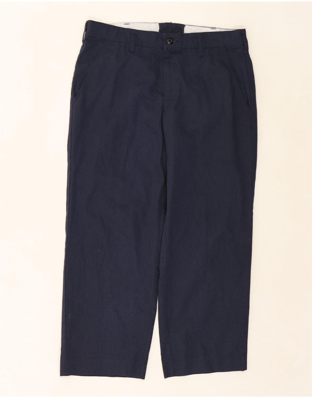 RED KAP Mens Loose Fit Cropped Trousers W33 L26 Navy Blue Polyester Vintage Red Kap and Second-Hand Red Kap from Messina Hembry 