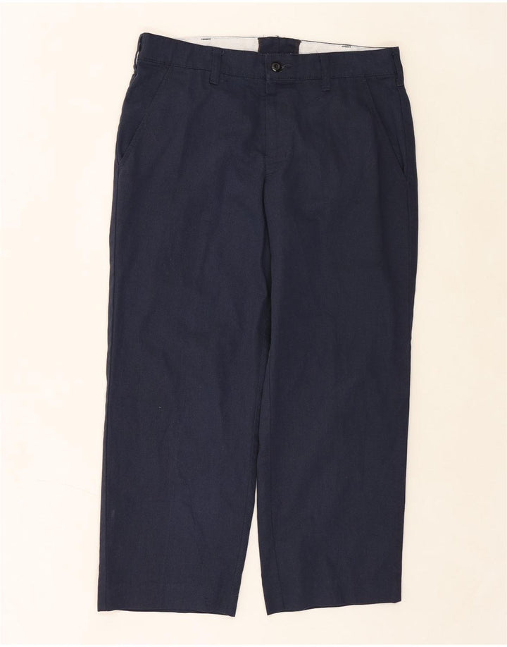 RED KAP Mens Loose Fit Cropped Trousers W33 L26 Navy Blue Polyester Vintage Red Kap and Second-Hand Red Kap from Messina Hembry 