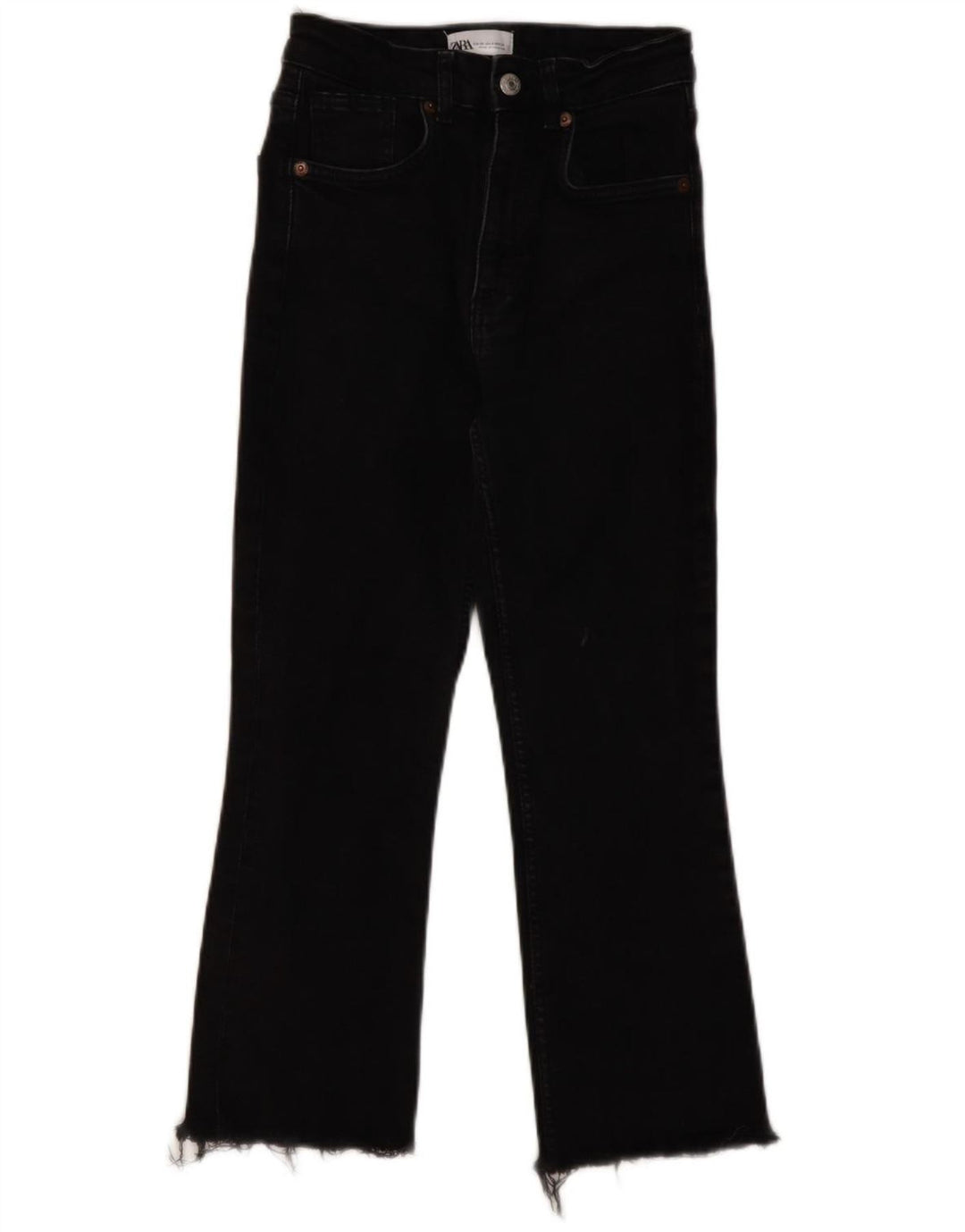 Jeans corti da donna ZARA EU 36 XS W26 L23 cotone nero