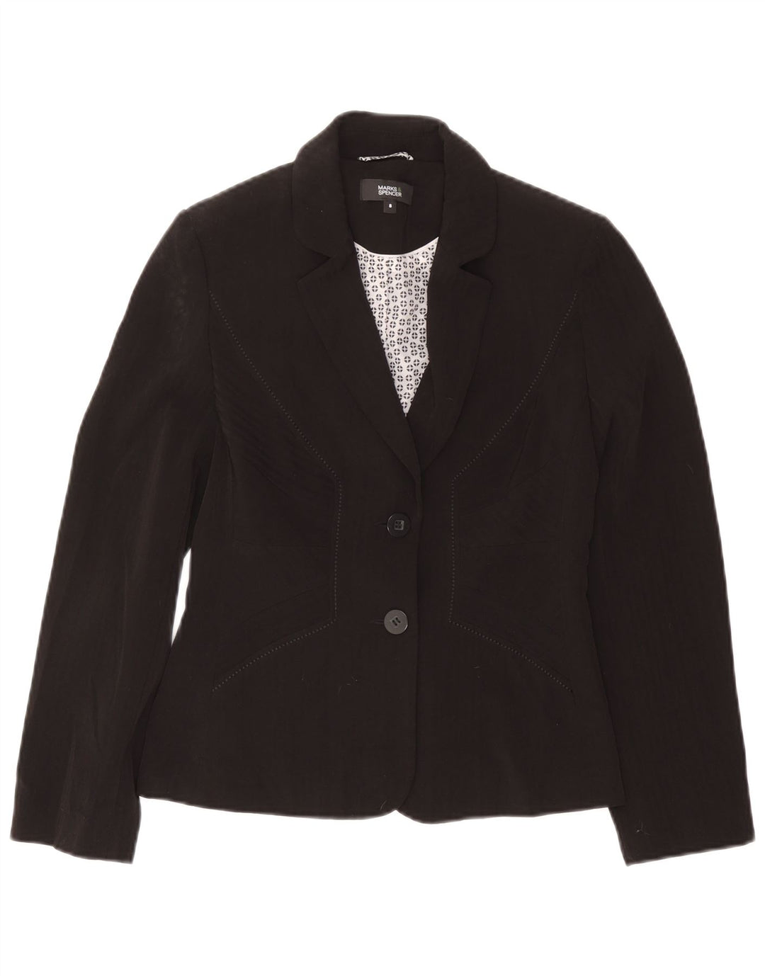Giacca blazer a 2 bottoni Marks & Spencer da donna UK 8 piccola poliestere nero