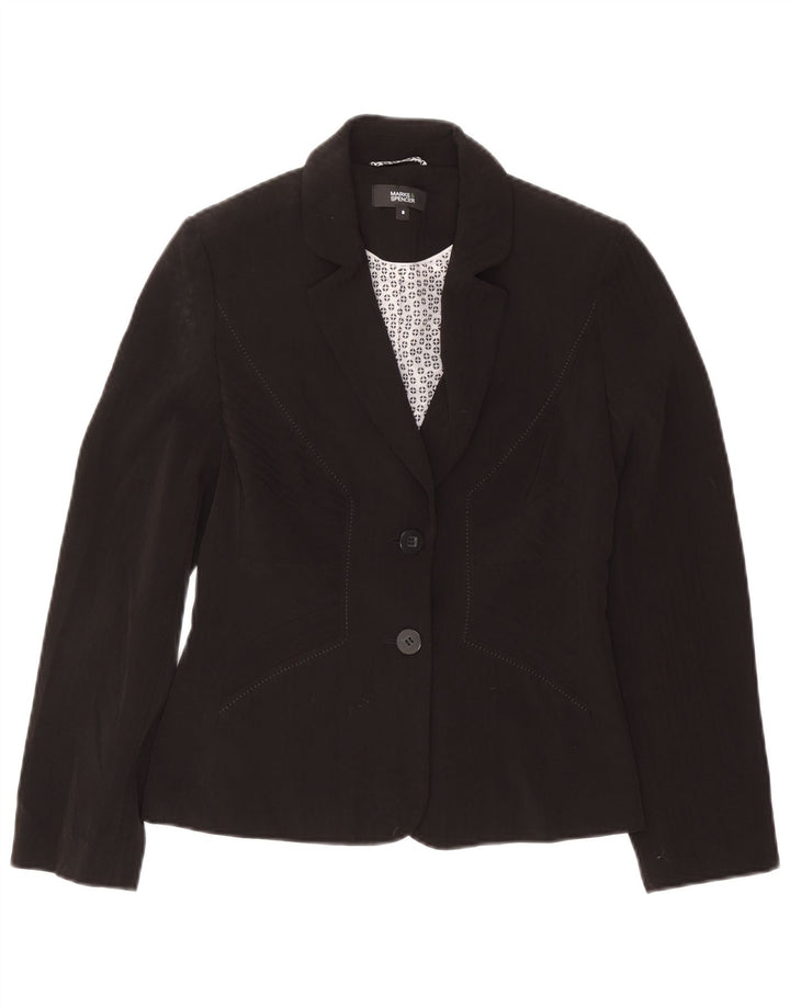 Giacca blazer a 2 bottoni Marks & Spencer da donna UK 8 piccola poliestere nero