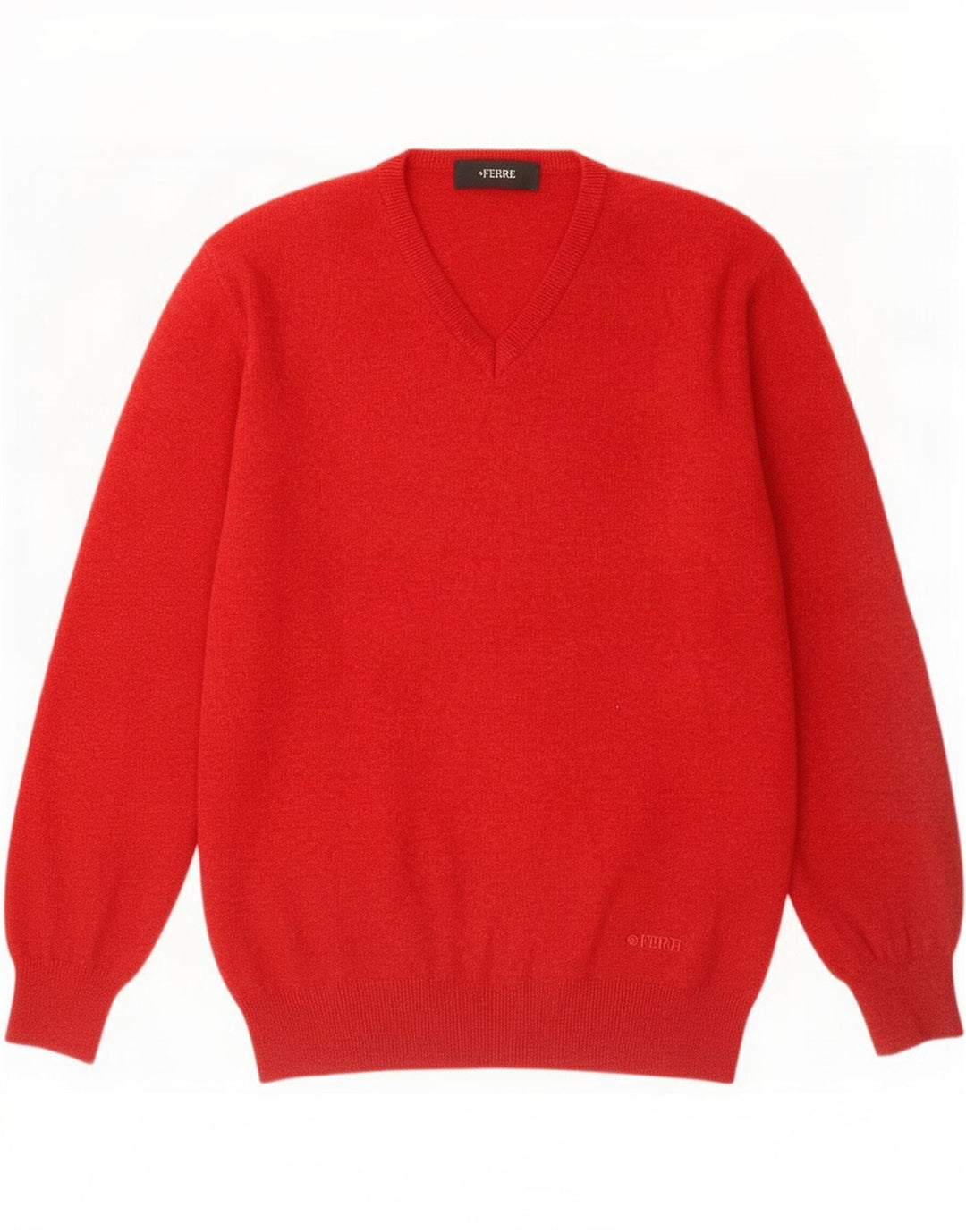 Maglione da uomo Ferre con scollo a V in lana rossa media