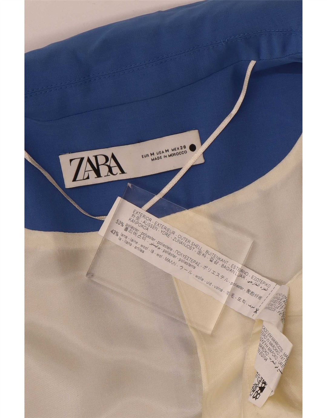 Giacca blazer a 1 bottone da donna Zara UK 14 poliestere blu medio
