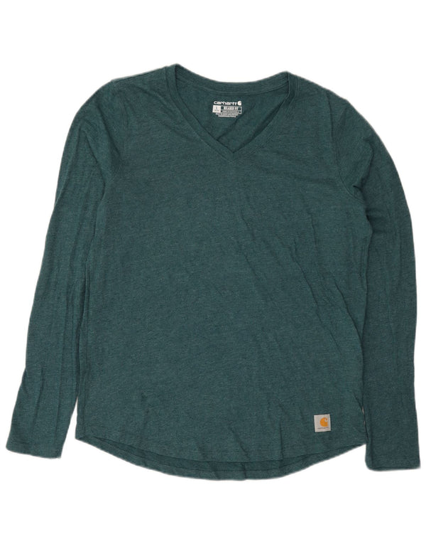 Top Carhartt da donna vestibilità rilassata manica lunga US 12/14 grande verde chiazzato