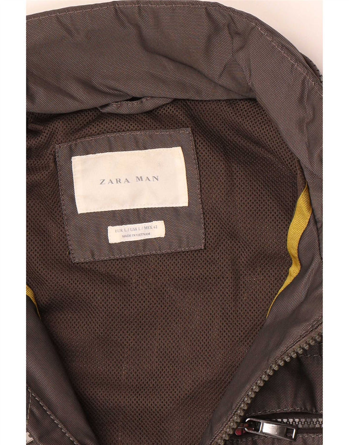 Giubbotto bomber con cappuccio da uomo Zara UK 40 grande grigio