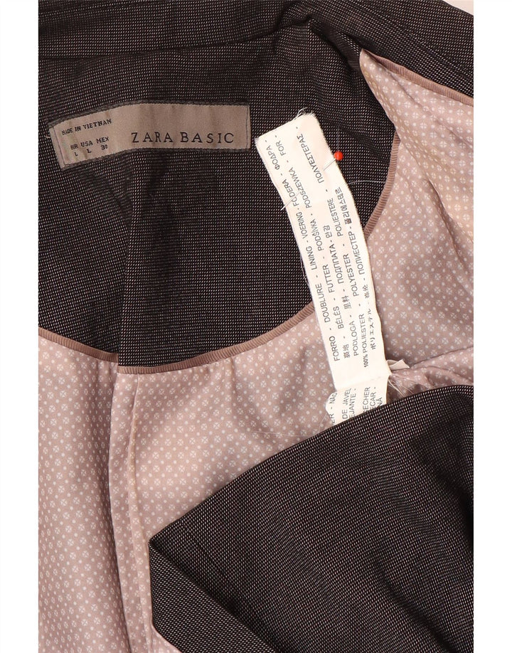 Giacca blazer a 1 bottone da donna Zara UK 14 grande poliestere grigio