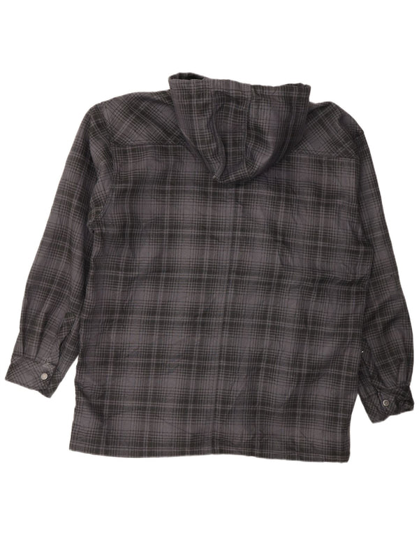 DICKIES Mens Hooded Lumberjack Shirt Size 46/48 XL Grey Check Polyester