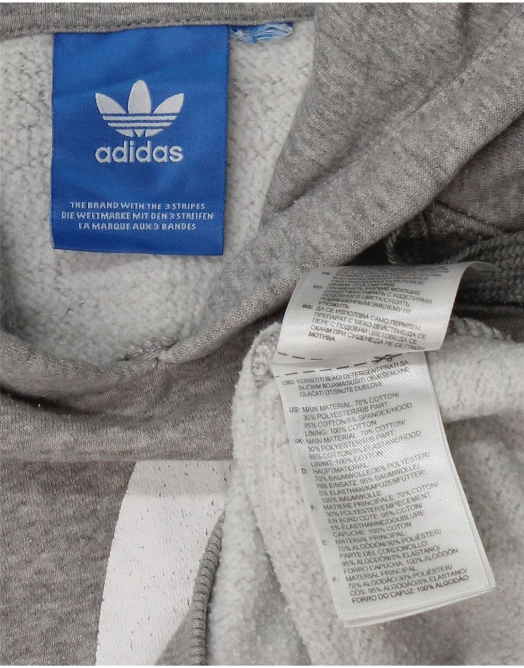 Felpa con cappuccio grafica da donna ADIDAS UK 10 piccola in cotone grigio