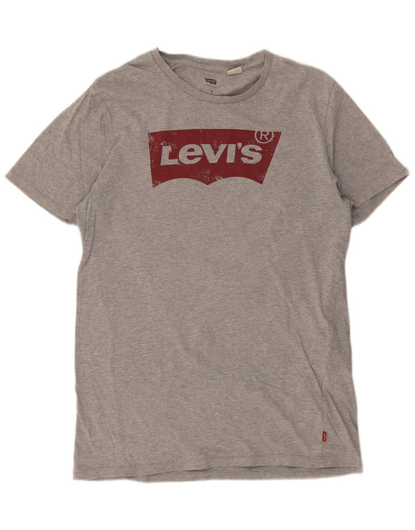 LEVI'S Mens Graphic T-Shirt Top Medium Grey Flecked Cotton