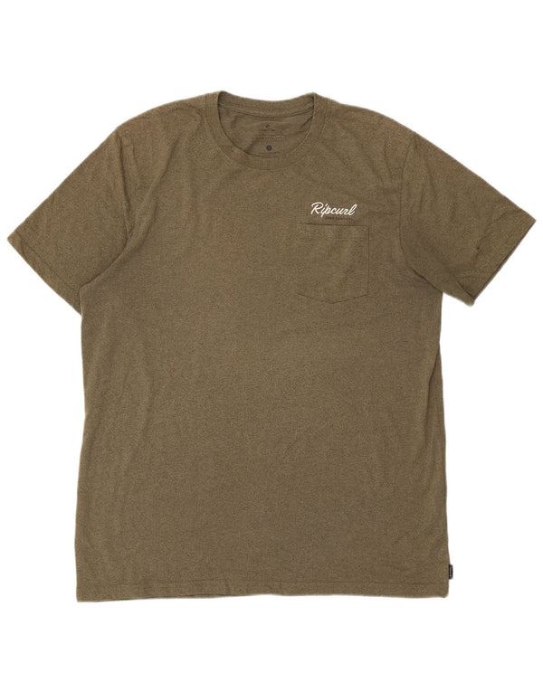 T-shirt da uomo Rip Curl vestibilità standard, top grande in cotone screziato color kaki