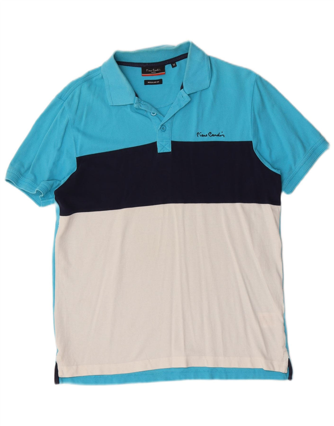 Polo Pierre Cardin da uomo vestibilità regolare in cotone color block blu medio