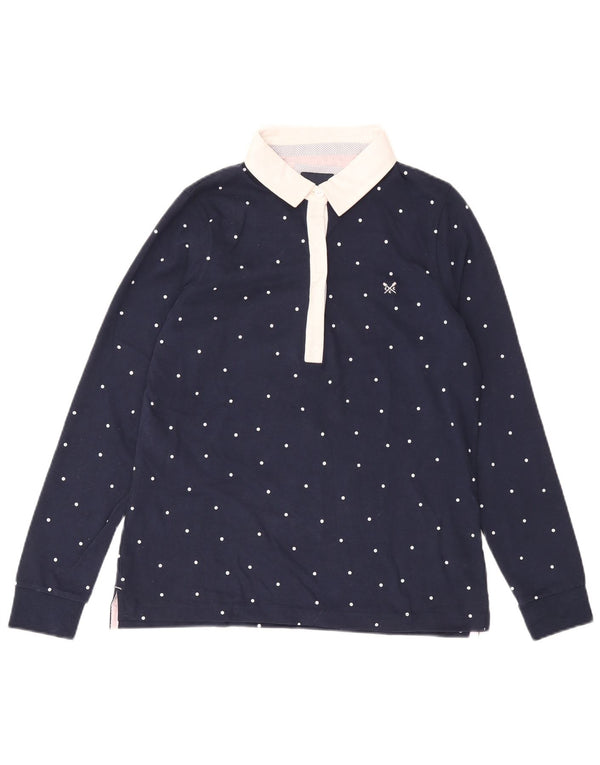 Crew Clothing Polo da rugby da donna UK 14 Large Blu Navy Maculato