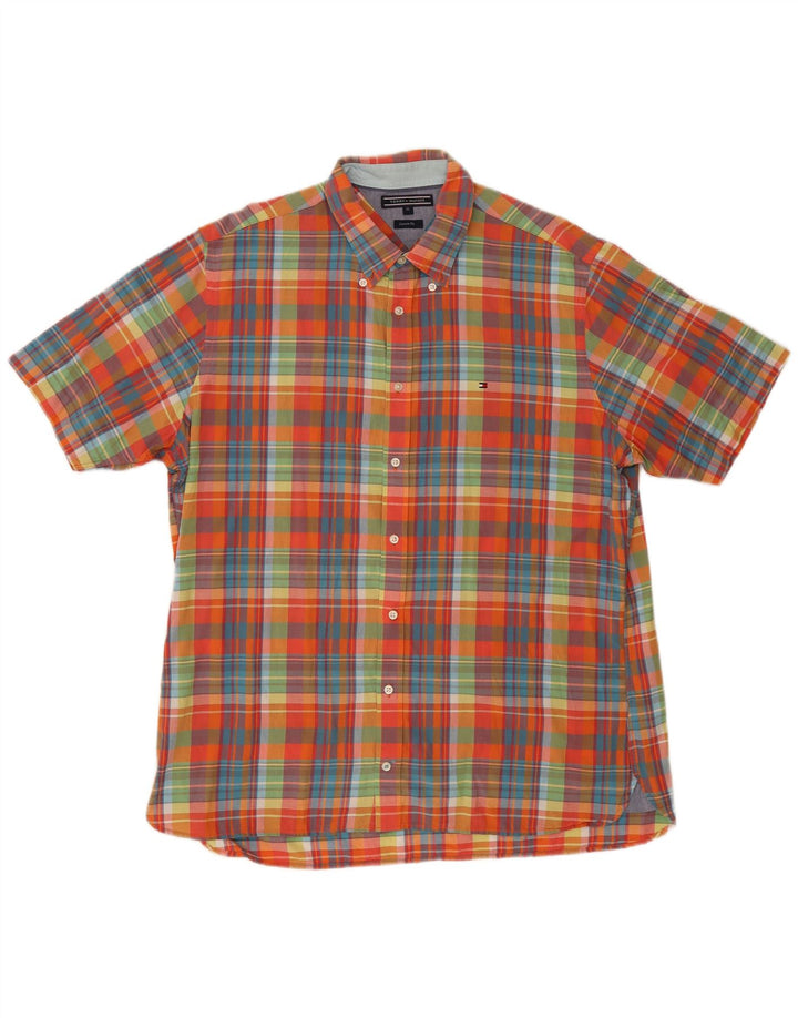 Camicia da uomo a maniche corte personalizzata Tommy Hilfiger XL a quadri multicolore