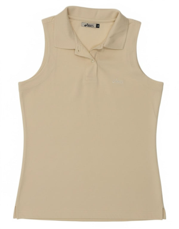 Polo senza maniche da donna Asics UK 10 Small in cotone bianco sporco