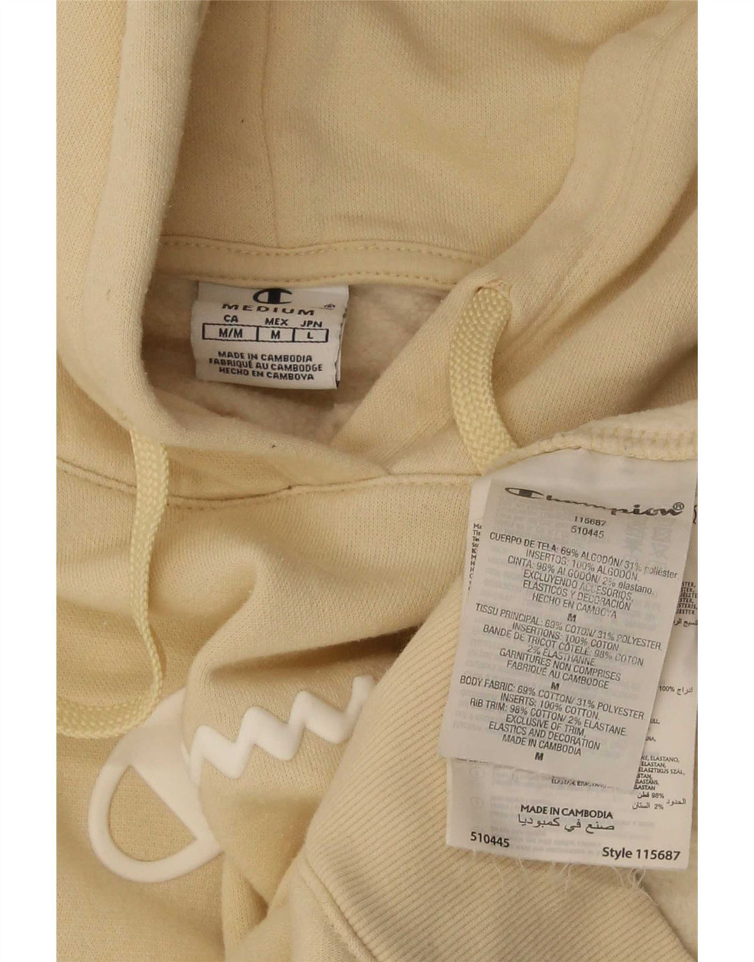 Maglione con cappuccio grafico da uomo Champion in cotone giallo medio
