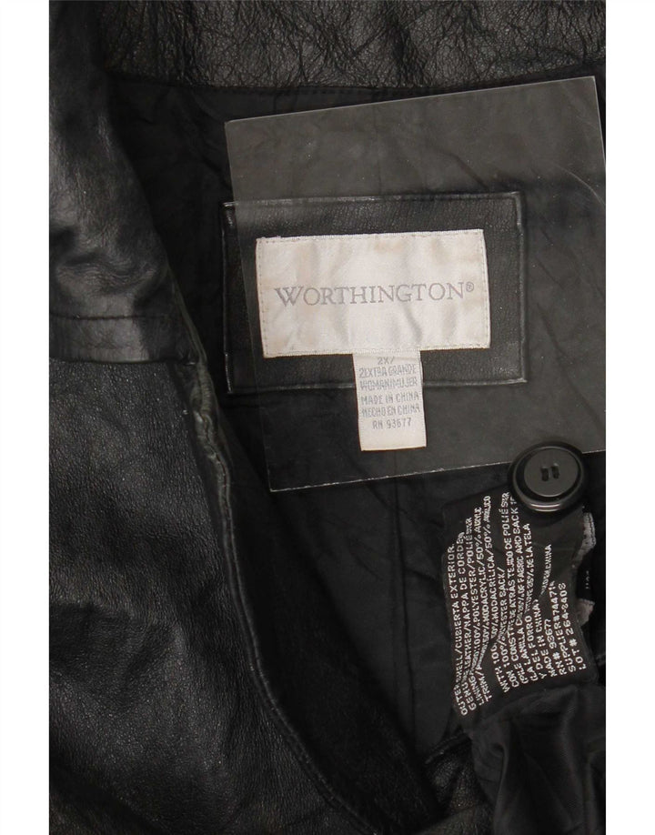 Cappotto in pelle da donna Worthington UK 20 2XL Nero