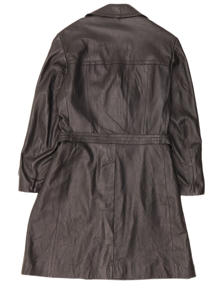 Cappotto in pelle vintage da uomo IT 50 grande in pelle nera