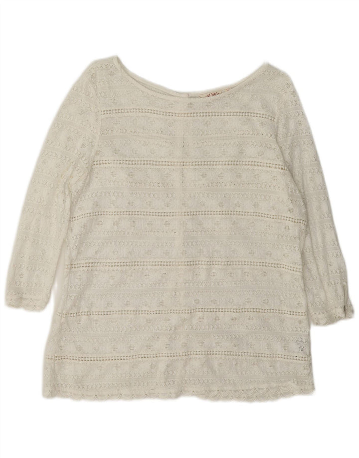Camicetta trasparente da donna Fat Face, taglia UK 12, cotone bianco medio