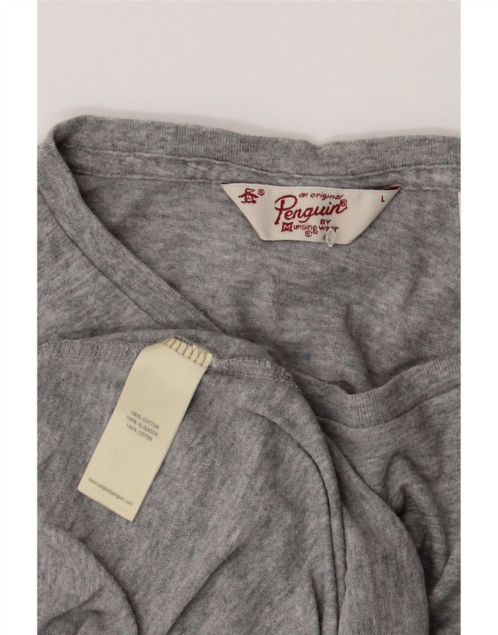 T-shirt da uomo Penguin Top grande in cotone chiazzato grigio