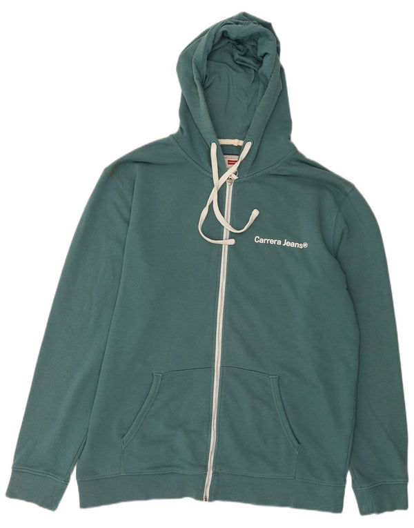 Maglione con cappuccio e zip da uomo Carrera 2XL in cotone verde