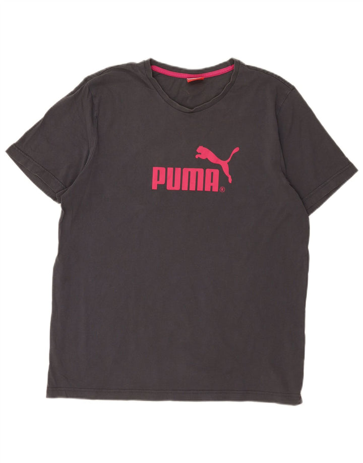 T-shirt grafica da uomo Puma grande in cotone grigio