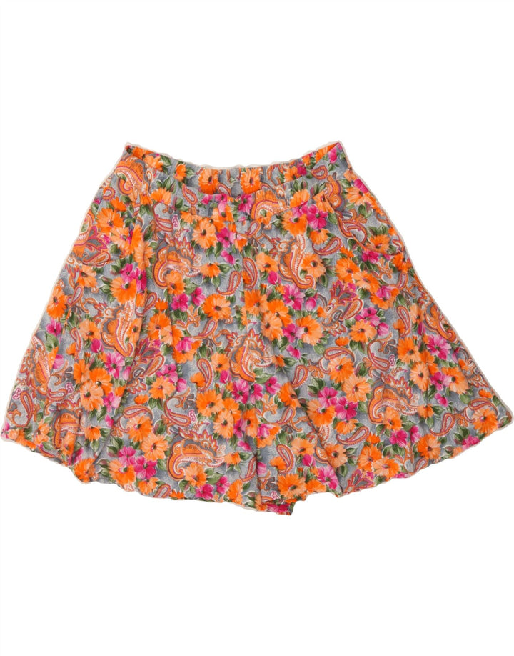 VINTAGE Womens A-Line Skirt Small W30 Orange Floral Vintage Vintage and Second-Hand Vintage from Messina Hembry 