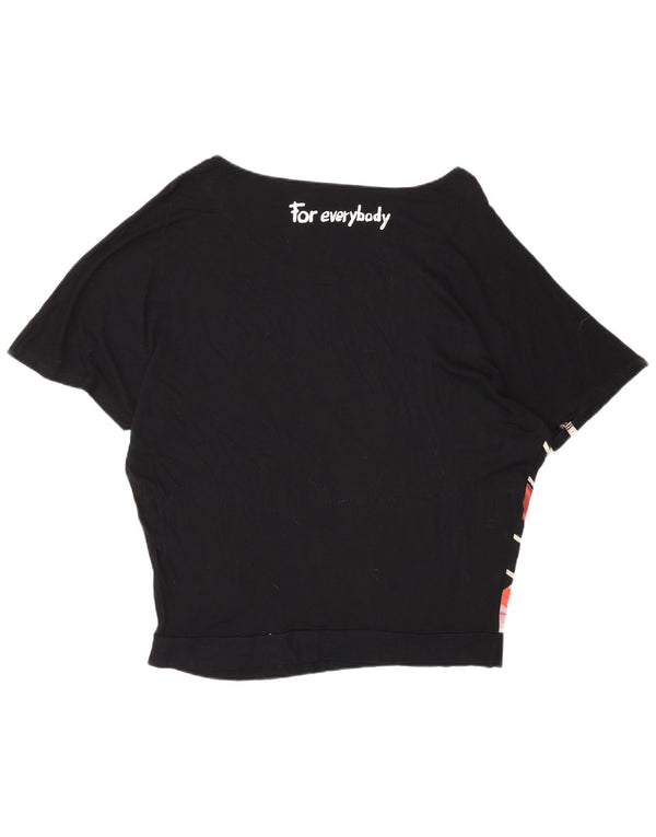 Desigual Donna Graphic Batwing Camicetta Top UK 16 Large Nero Floreale Viscosa