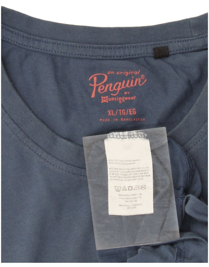 T-shirt grafica da uomo Penguin Top XL in cotone blu