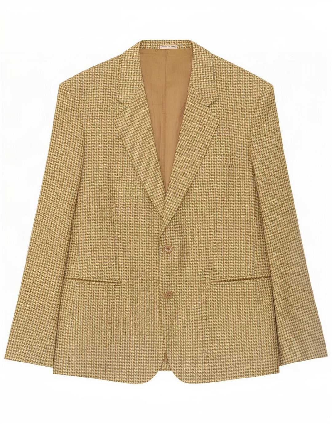 Giacca blazer vintage da uomo a 2 bottoni UK 40 grande lana pied de poule kaki
