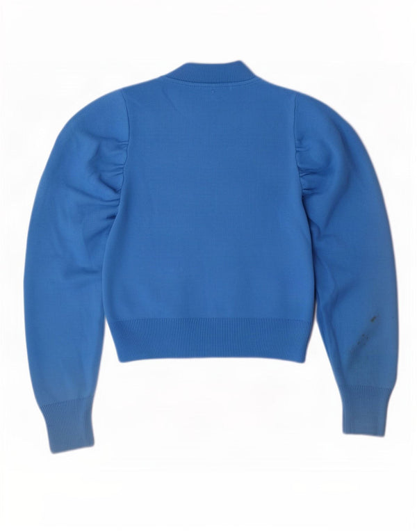Maglione maglione girocollo corto da donna Topshop UK 10 piccolo acrilico blu
