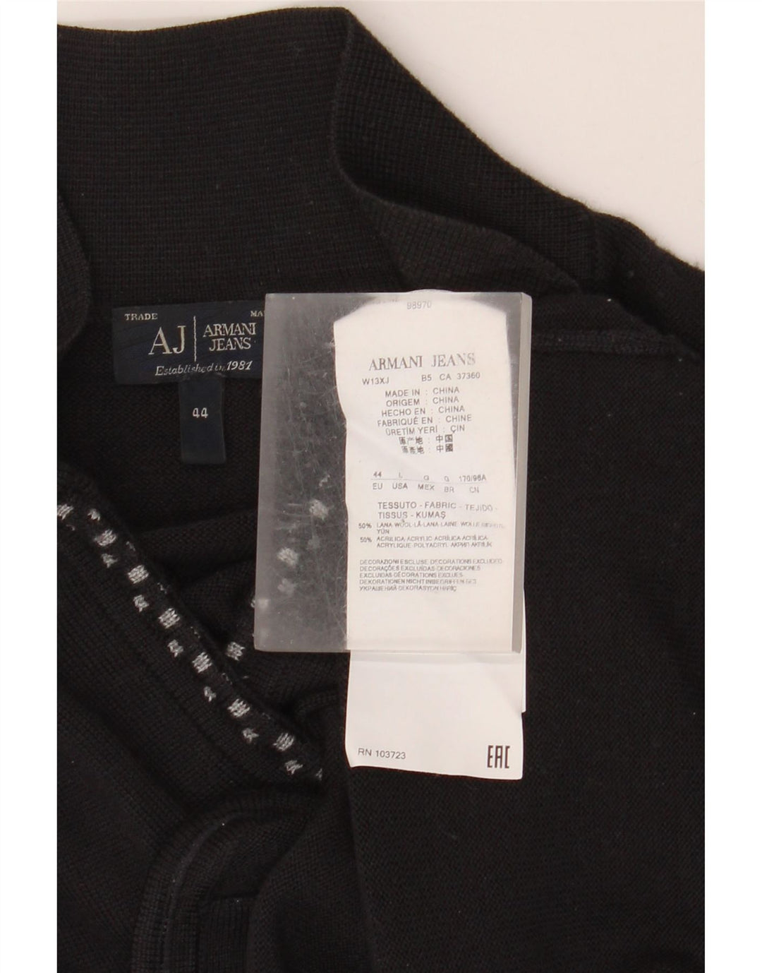 Maglione Cardigan Donna Armani Jeans IT 44 Lana Nera Media