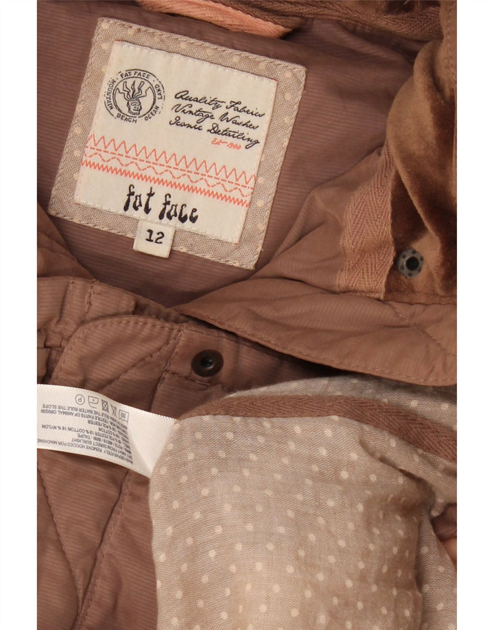 Gilet imbottito con cappuccio da donna Fat Face UK 12 Poliestere marrone medio