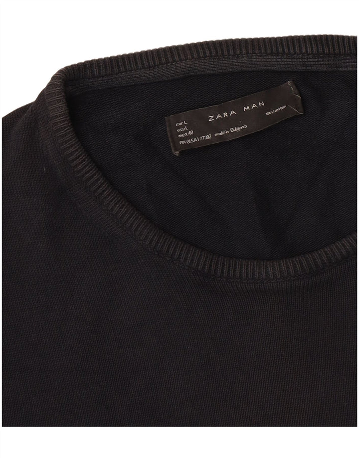 Maglione maglione girocollo da uomo Zara grande nero