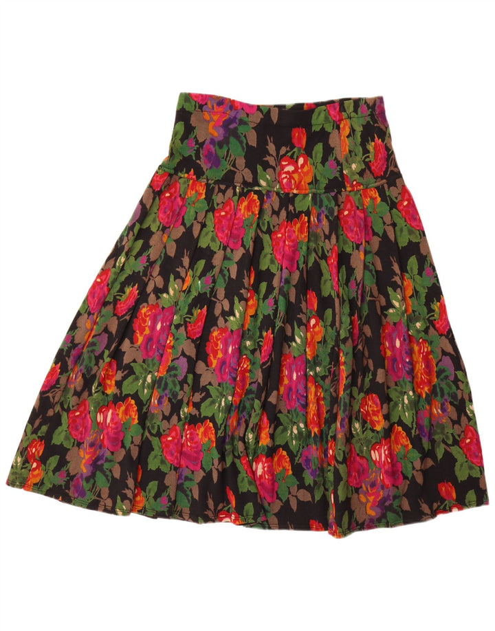 Gonna a pieghe vintage da donna W34 grande floreale multicolore