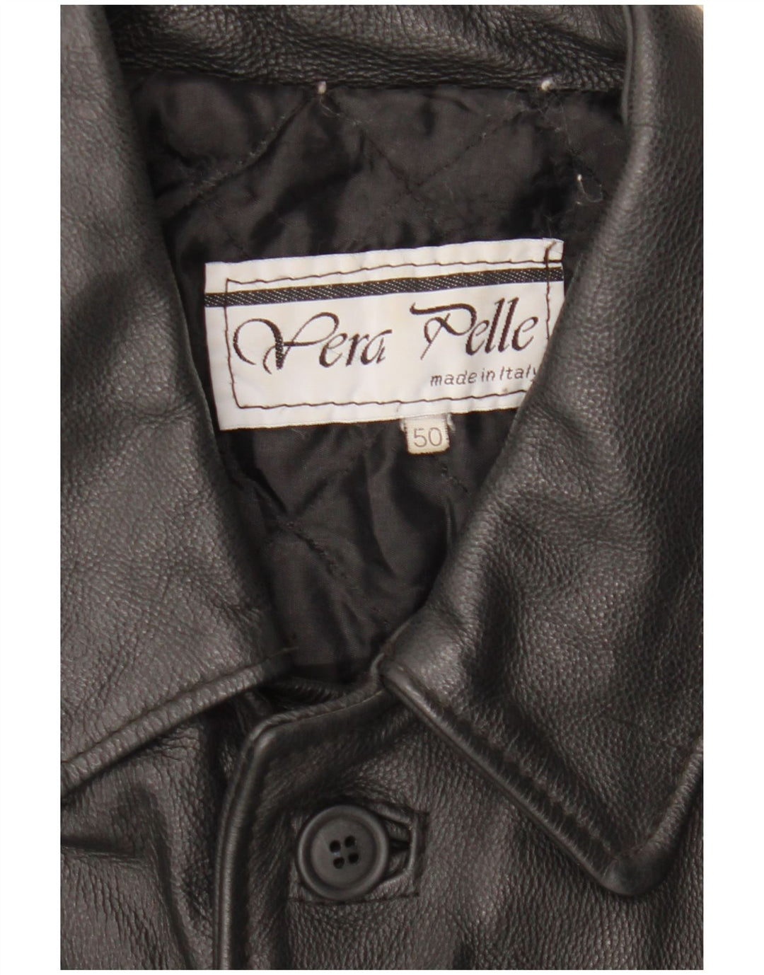 Giacca in pelle vintage da uomo IT 50 grande in pelle nera